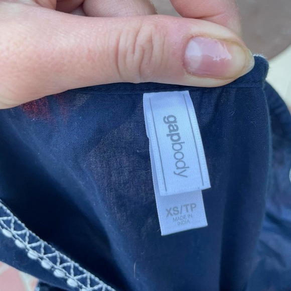 Gap navy blue and white embroidered bohemian tunic tank top sz xs - Picture 4 of 4